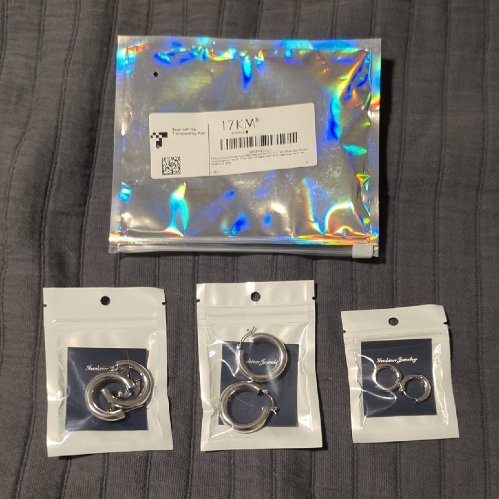 Silver Style Hoop Earrings - Set Of 3